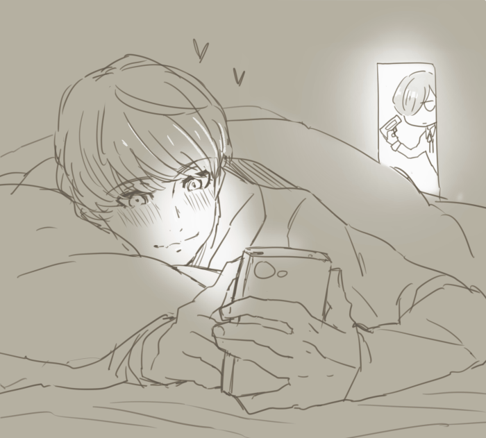 @magwisp いつも素敵なイラストをありがとうございます、今回のはいつも以上に感激しております。うちのキタローは一緒に寝てくれないので、こちらを待ち受けにして寝る時は見て添い寝気分を味わいたいと思います。鳴上悠よr……すみません 
