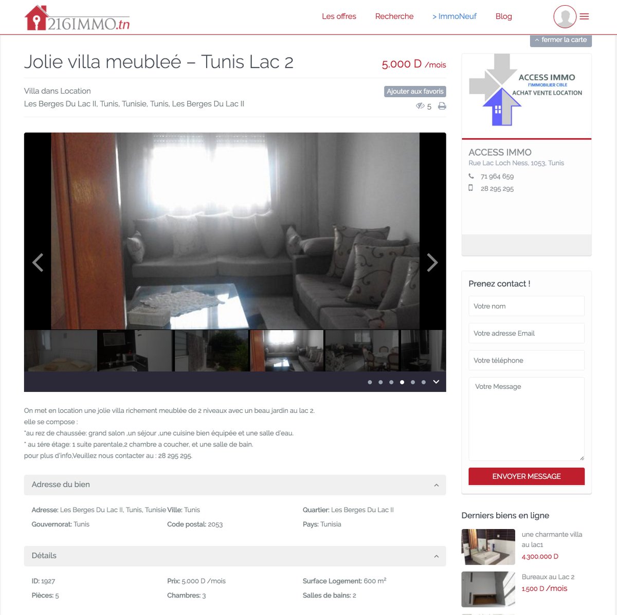 216immo's tweet photo. Splendide villa au lac 2, Tunis. Meublée, usage location. #immobiliertunisie #tunisie https://t.co/MuUa4mLNYO https://t.co/cNs5GfwegM