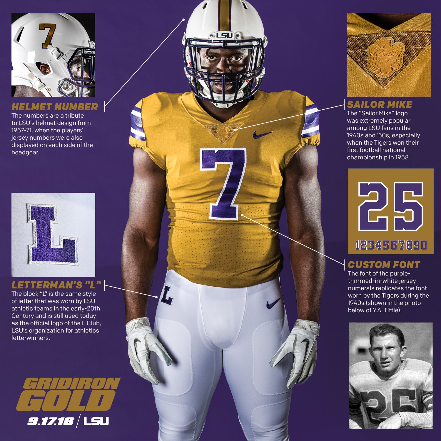 LSU Football on X: Gridiron Gold uniform specs. Coming 9.17.16 to