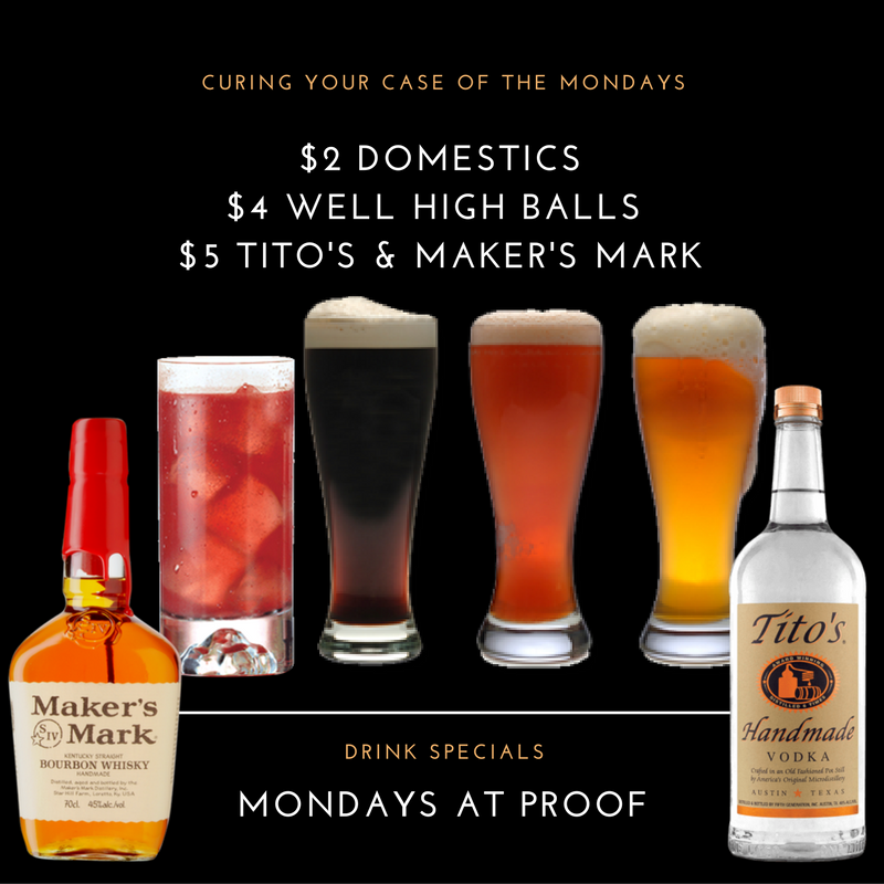 Don't worry, we'll help cure your case of the Mondays. 

#proofraleigh #raleighnights #drinks #motivationmonday