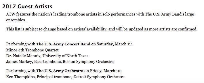 Minor4thQuartet's tweet photo. We are excited to announce that we will be featured with the US Army Band at the American Trombone Workshop!! https://t.co/RYZLDnf8sk