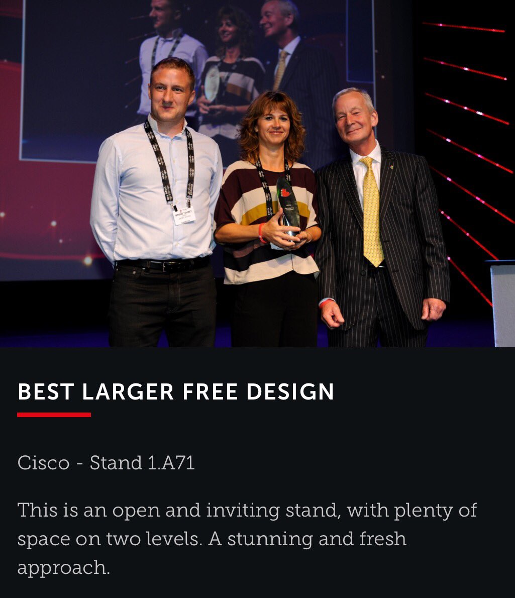 msm_experiences's tweet photo. Congrats to @Cisco for winning best larger free design award at #IBC2016! @CiscoEvents #design https://t.co/ryziPX0DRD