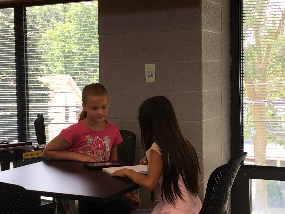 FortMSLibrary's tweet image. QR code scavenger hunt for 6th grade library orientation!