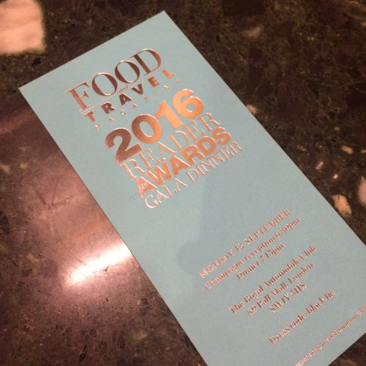 Looking forward to the #FAmdTAwards tonight. Wish us luck! <a href="/FoodandTravelEd/">Food and Travel</a>