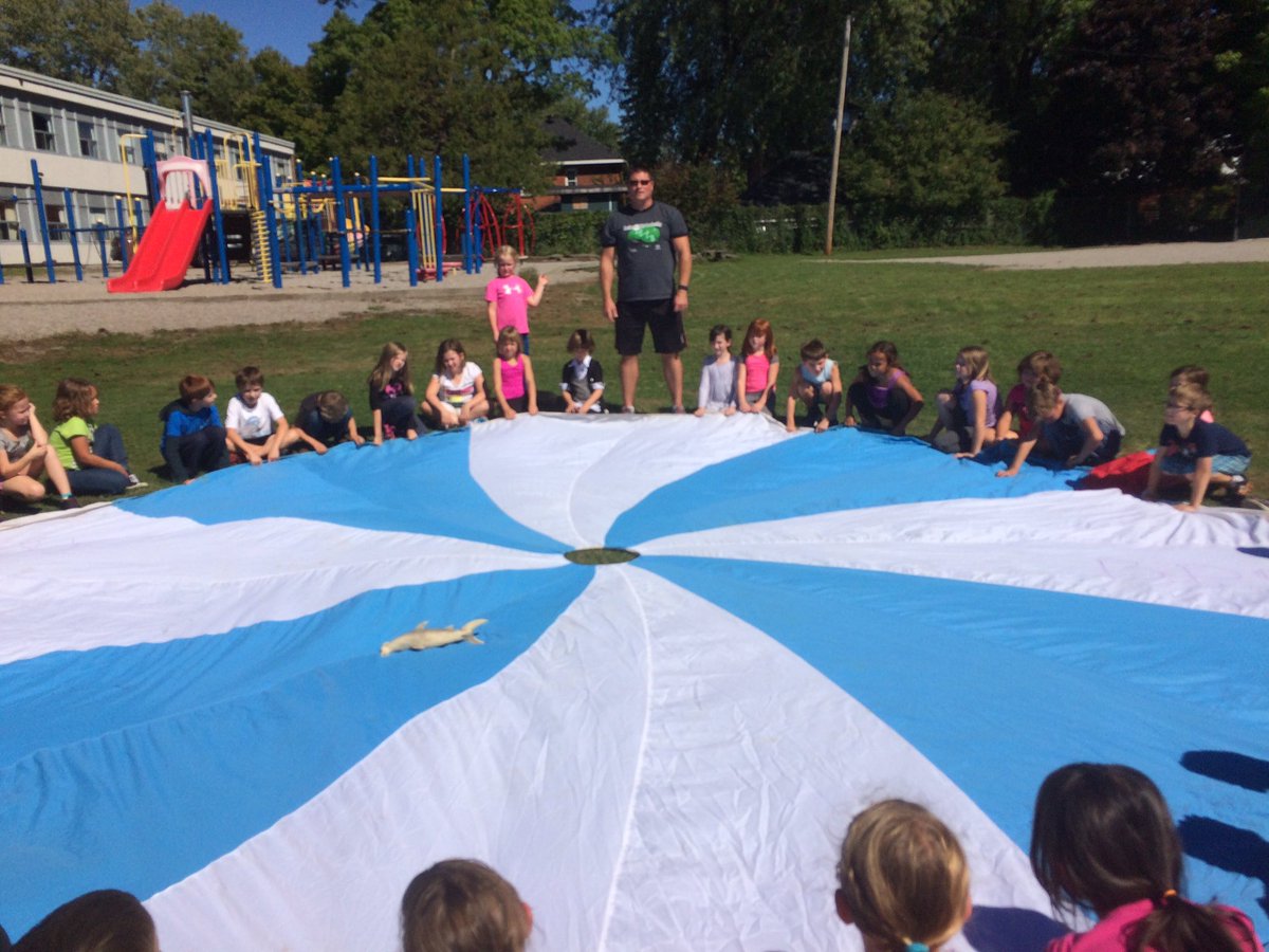 Gym class with the grade 2/3 and 3 s at BPS. Coordination and teamwork is the key.
