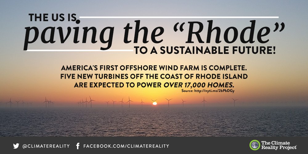 ClimateReality's tweet photo. Big news: The US just completed its first offshore wind farm! Retweet if this gives you #ClimateHope. https://t.co/aLHLYibg5D