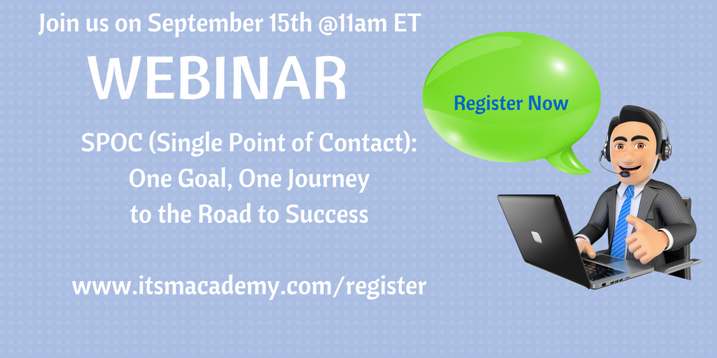 ITSMAcademy's tweet photo. Register for FREE #webinar w/ @eddievidal SPOC One Goal, One Journey, Sept 15,  11 am EDT | https://t.co/Enyy9PuPW2 https://t.co/1ZYrAlp5gx