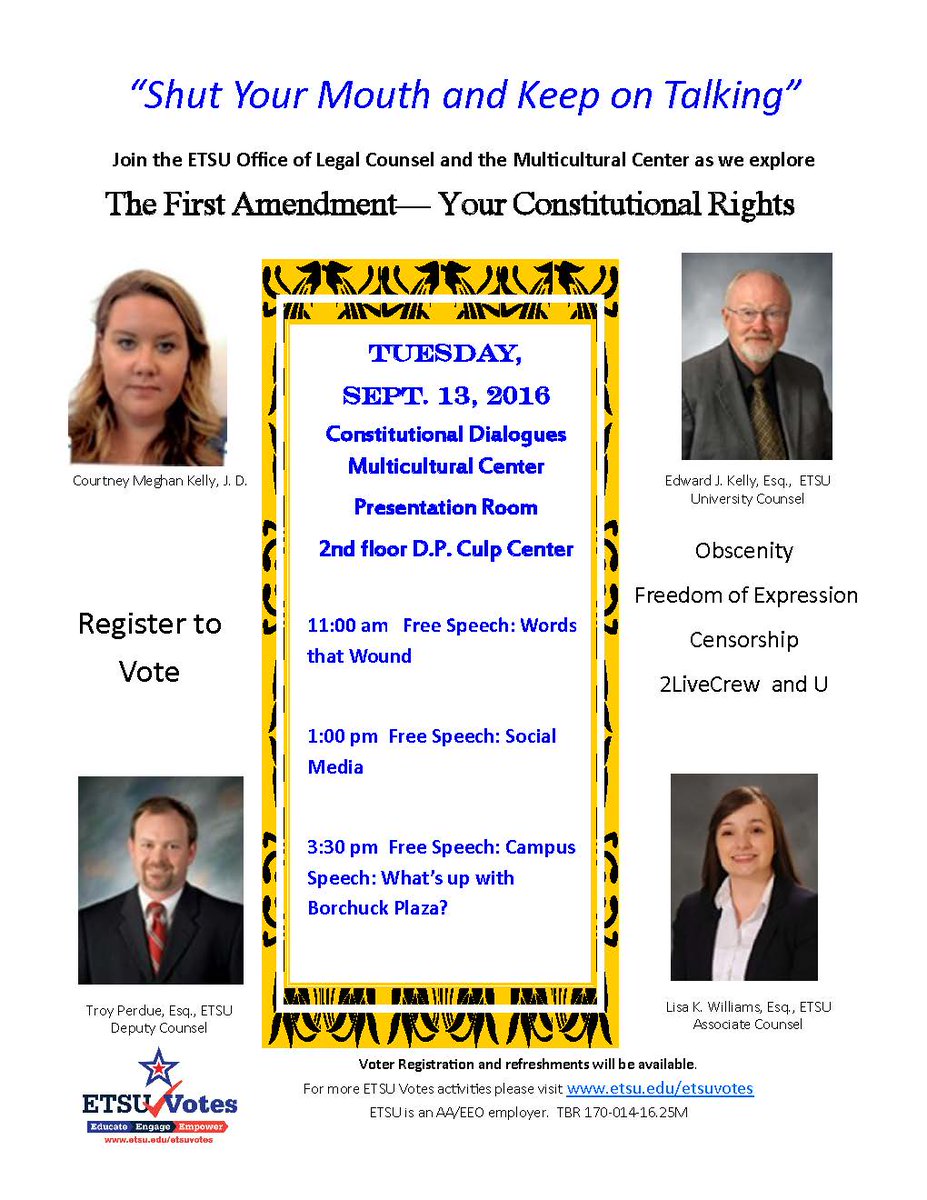 Voter registration &amp; refreshments will be available at "Shut Your Mouth and Keep on Talking" facebook.com/events/1068387…