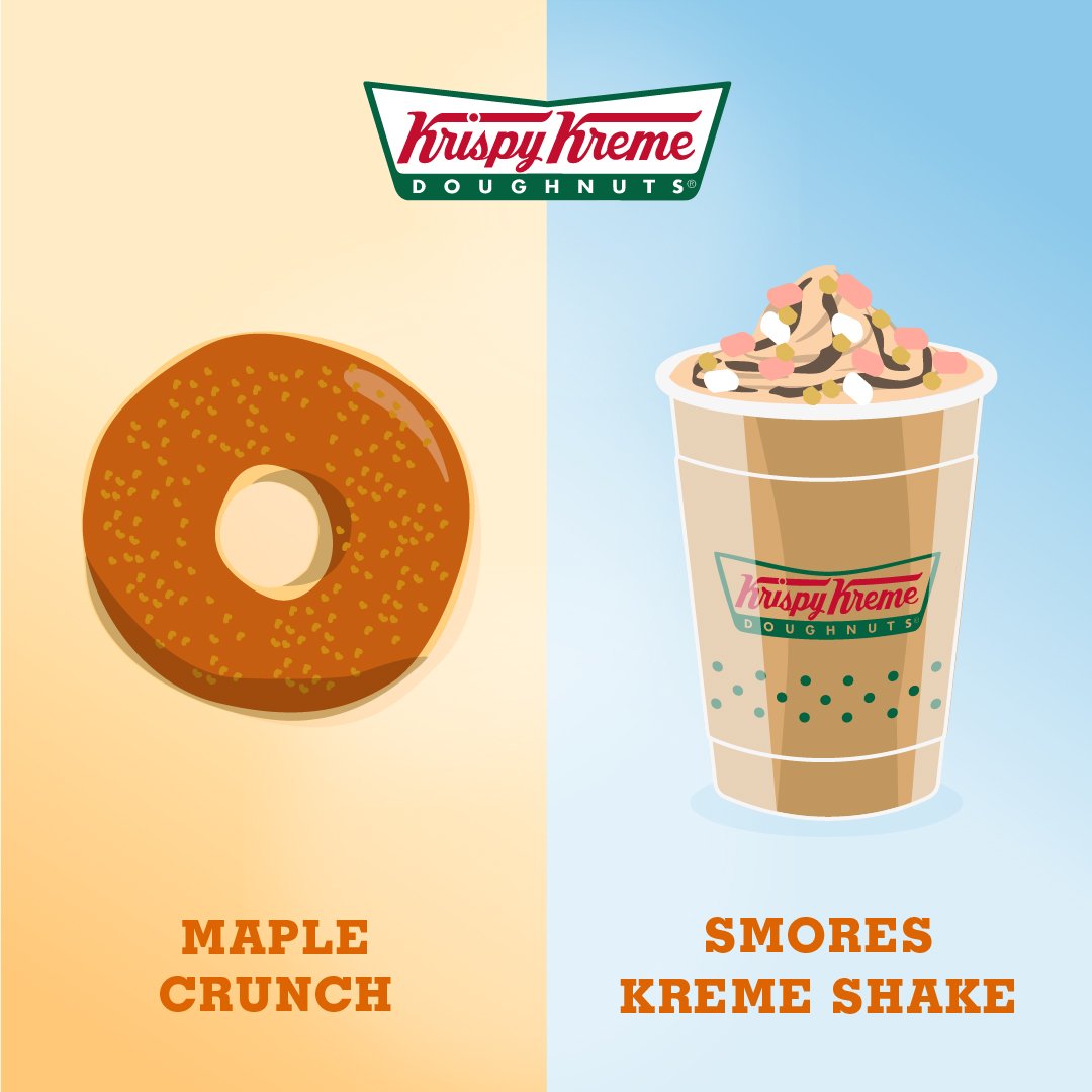 krispykremeUK's tweet photo. So, your perfect pairing... could it be Maple Crunch 🍁 + Smores Kreme Shake ❄️?  #KKPerfectPairing https://t.co/KGQ6DlyfEx
