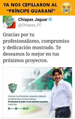 LosTroncos_'s tweet photo. @Chiapas_FC le dice adiós a @PepeCardozo9 
#FelizLunes #LosTroncos https://t.co/sqEHEbIwas