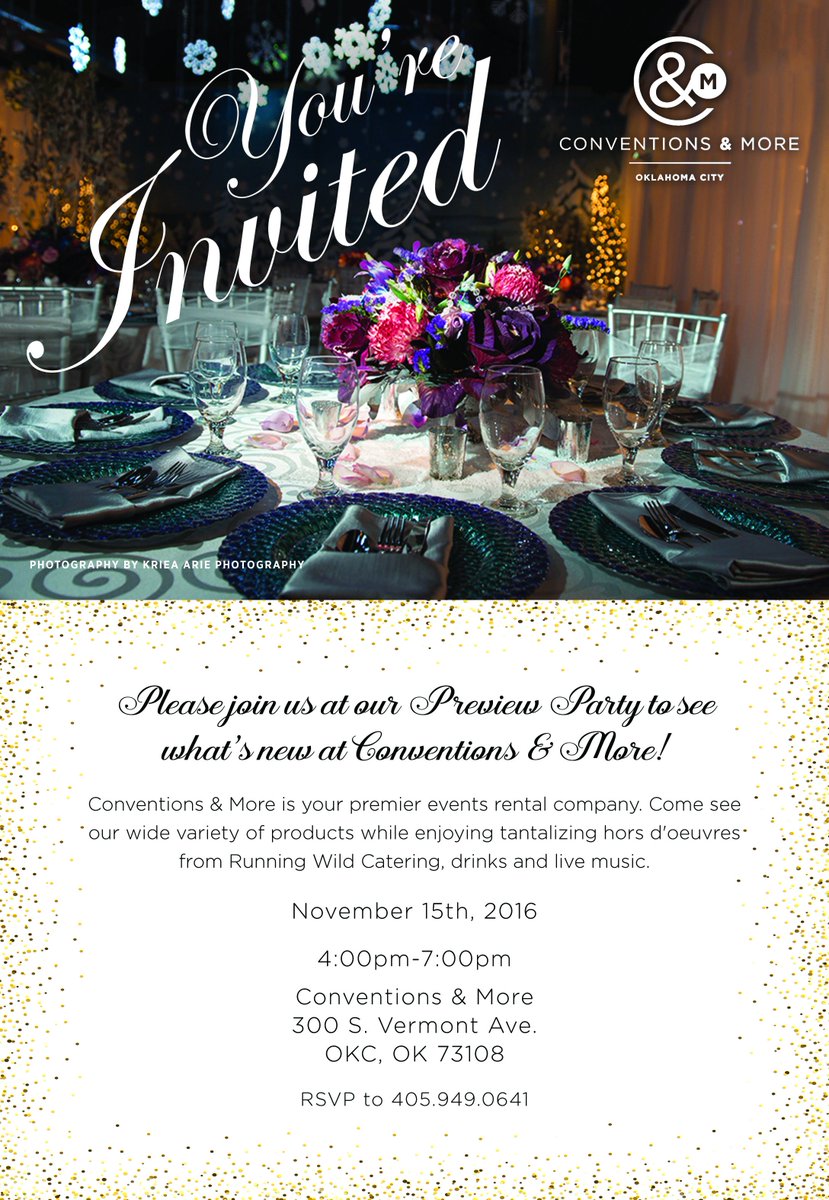 ConventionsOK's tweet photo. Come to our Preview Party! Guaranteed to have a great time!! #events #RunningWild https://t.co/NkbR931Jl1