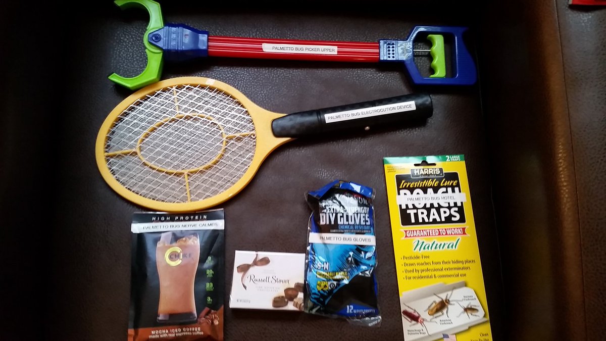 meherbelin's tweet photo. You know you're in South Carolina when your parents send you a Palmetto Bug survival kit. #scprobs #SouthCarolina https://t.co/gPDr8o6SHg
