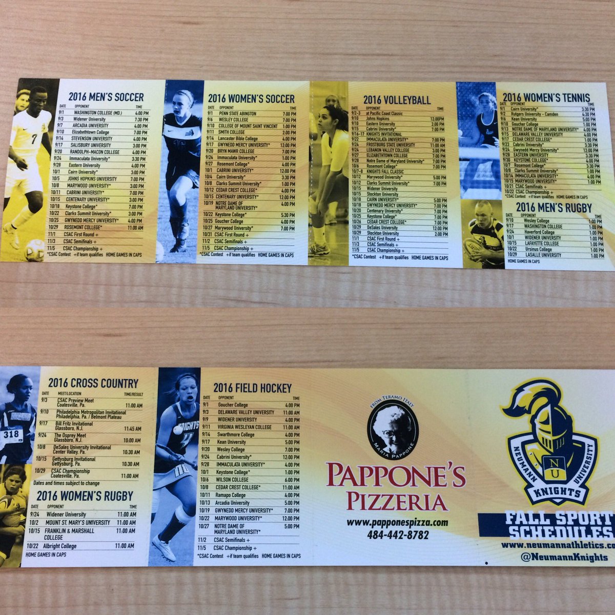 NeumannKnights's tweet photo. Fall schedule cards are in. Make sure to pick one up. @NeumannRec https://t.co/Z5JxJxQwXO