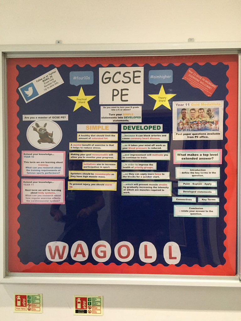 jtowePE's tweet photo. Pleased with my sparkling classroom display #gcsepe #inspired #wagoll #extendedanswer https://t.co/fAJkY2LzoL