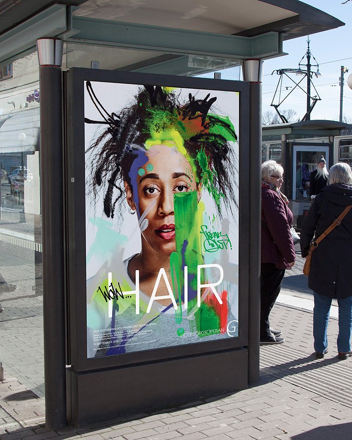nudd's tweet photo. Nice posters by @ForsBodenfors for Rikard Bergqvist's wild version of Hair at GöteborgsOperan. https://t.co/YUuWVXJTSX