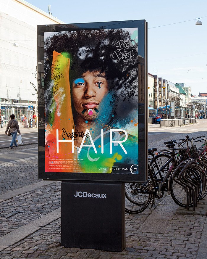 nudd's tweet photo. Nice posters by @ForsBodenfors for Rikard Bergqvist's wild version of Hair at GöteborgsOperan. https://t.co/YUuWVXJTSX
