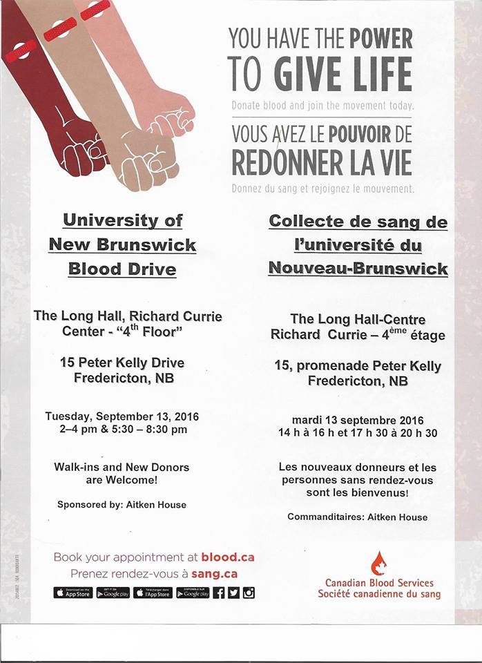 UNB's tweet photo. Join the movement &amp; become a blood donor on Sept 13: 2-4 &amp; 5:30-8:30 at the CURRIE CENTER! https://t.co/uVOyXVxUnT