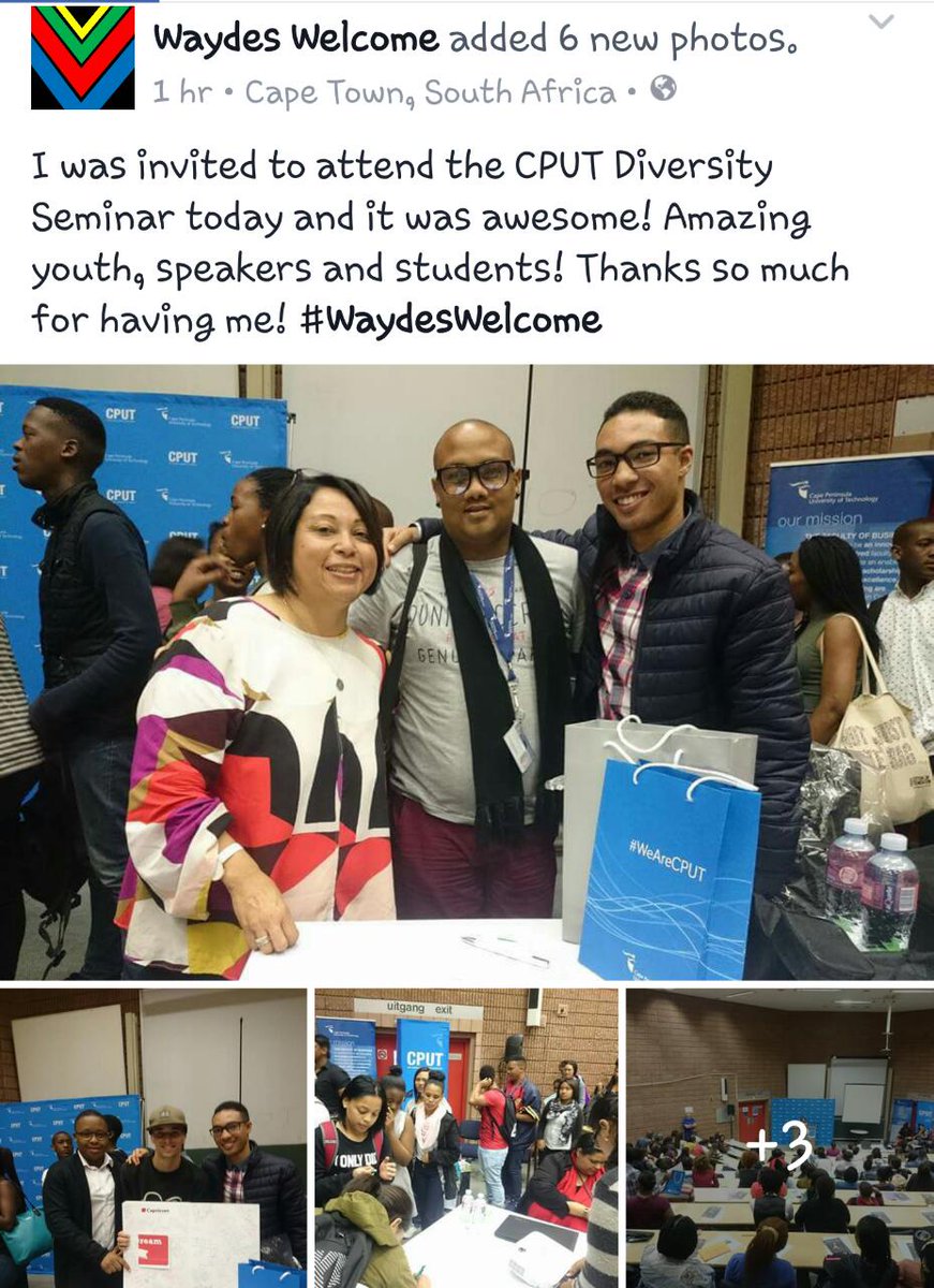 MandieRichards's tweet photo. Great having @boldpants @WaydeDreamer @cputstudents  #DiversitySeminar #WaydesWelcome @IAM_Stha @lead_sa @RLabs https://t.co/C5yjjhAqtM