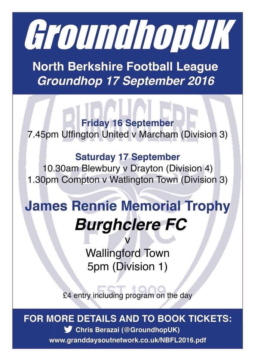 *THIS WEEKEND*

<a href="/BurghclereFC/">Burghclere FC</a> will be hosting The <a href="/NorthBerks/">NorthBerks</a> <a href="/GroundhopUK/">Chris Berezai</a> on Sat 17th Sep. KO at 5pm.