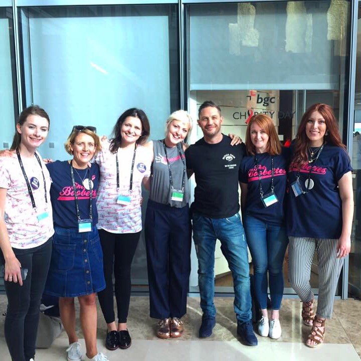 AlexTiffJones's tweet photo. Had so much fun @BGCCharityDay sharing the hugely important @CoppaFeelPeople #BoobCheck message! p.s Tom Hardy 😍 https://t.co/O3kWXDziQ7