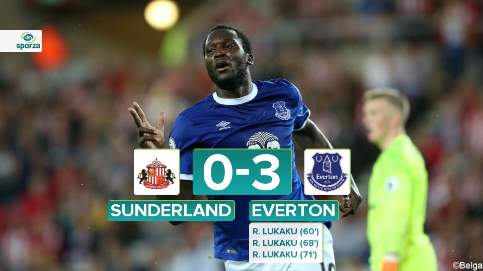 sporza_live's tweet photo. Lukaku telt met een hattrick in 11 minuten Sunderland uit: 0-3. https://t.co/es4ApIc7ZJ https://t.co/WMOp1qpEaZ