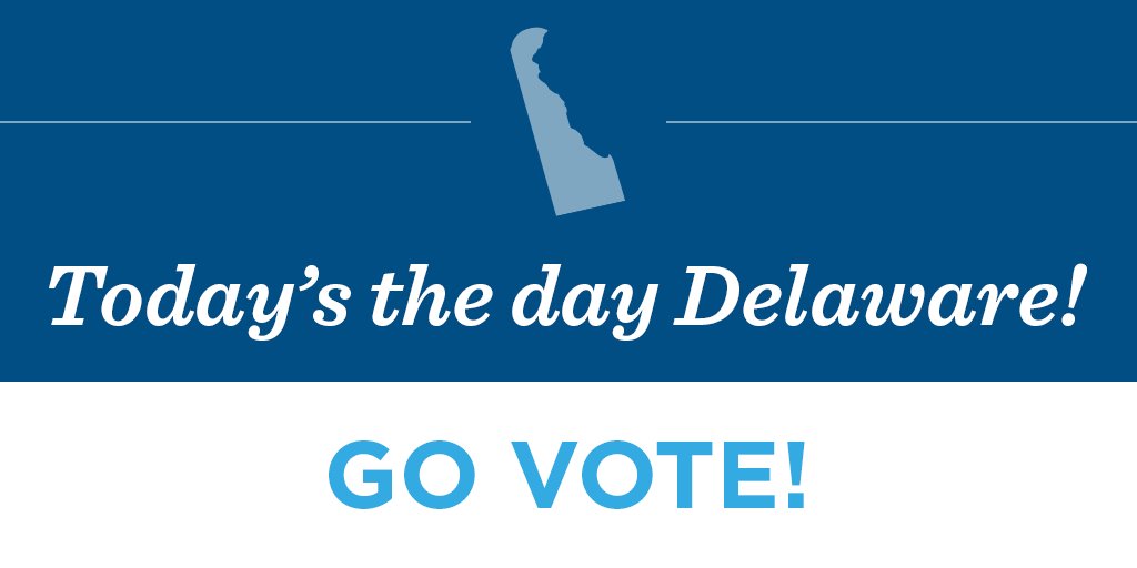 Deldems's tweet image. Primary Day is finally here! 

Be sure to vote before the polls close tonight at 8pm.