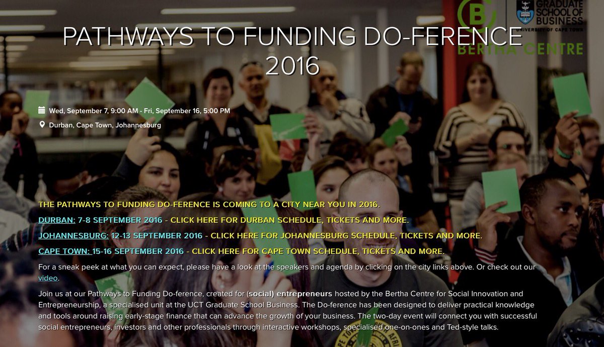 2 days to the #Path2Funds DO-FERENCE by <a href="/BerthaCentre/">Bertha Centre</a> &amp; <a href="/UCTGSB/">UCT Graduate School of Business</a> - Hashtag #family use code: BCHASHRADIO for 30% off.