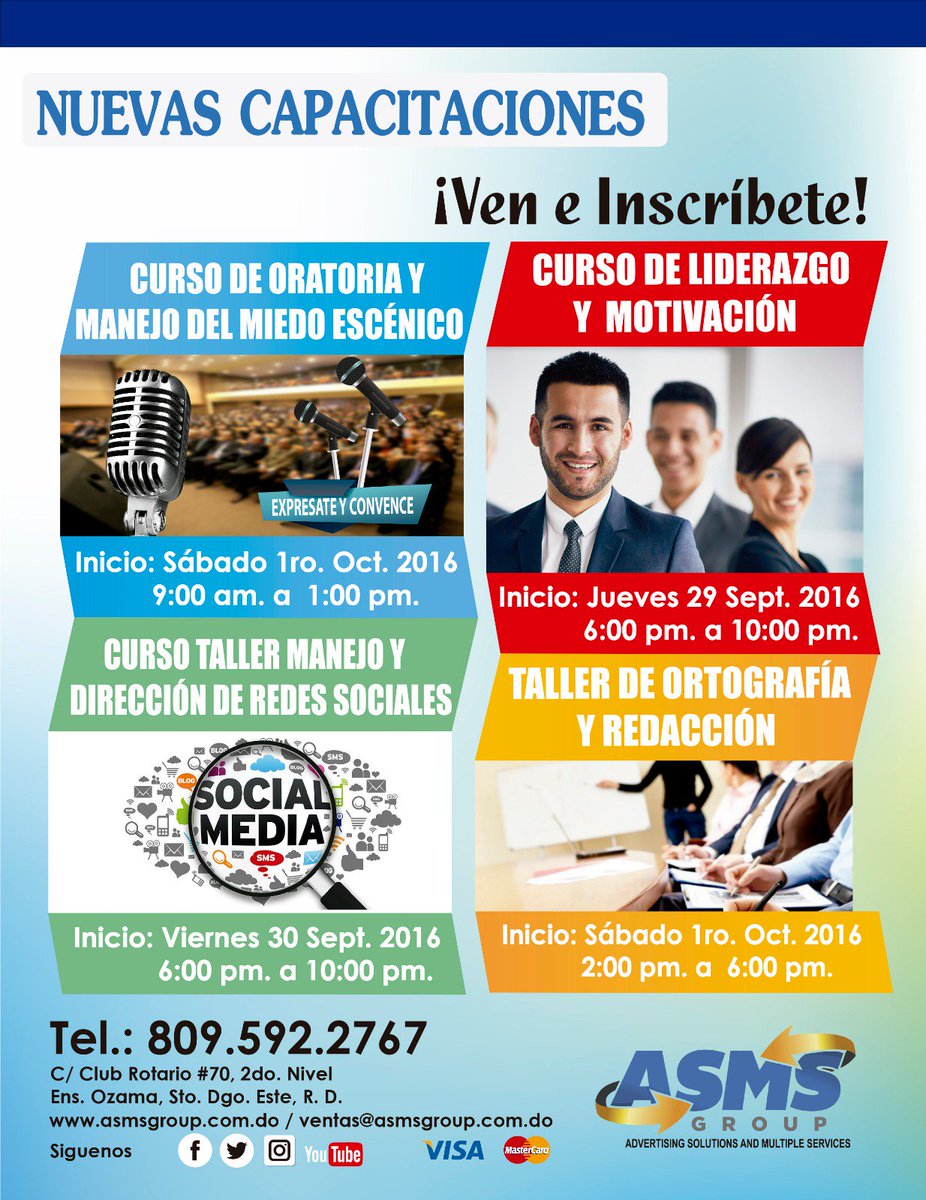 AlexandrapenaRD's tweet photo. CONVENCER es la CLAVE. Ven, inscríbete con nosotros. Exprésate y Convence
Capacitación a tu Alcance
Somos #ASMSGroup https://t.co/Pwh5NSgu9E