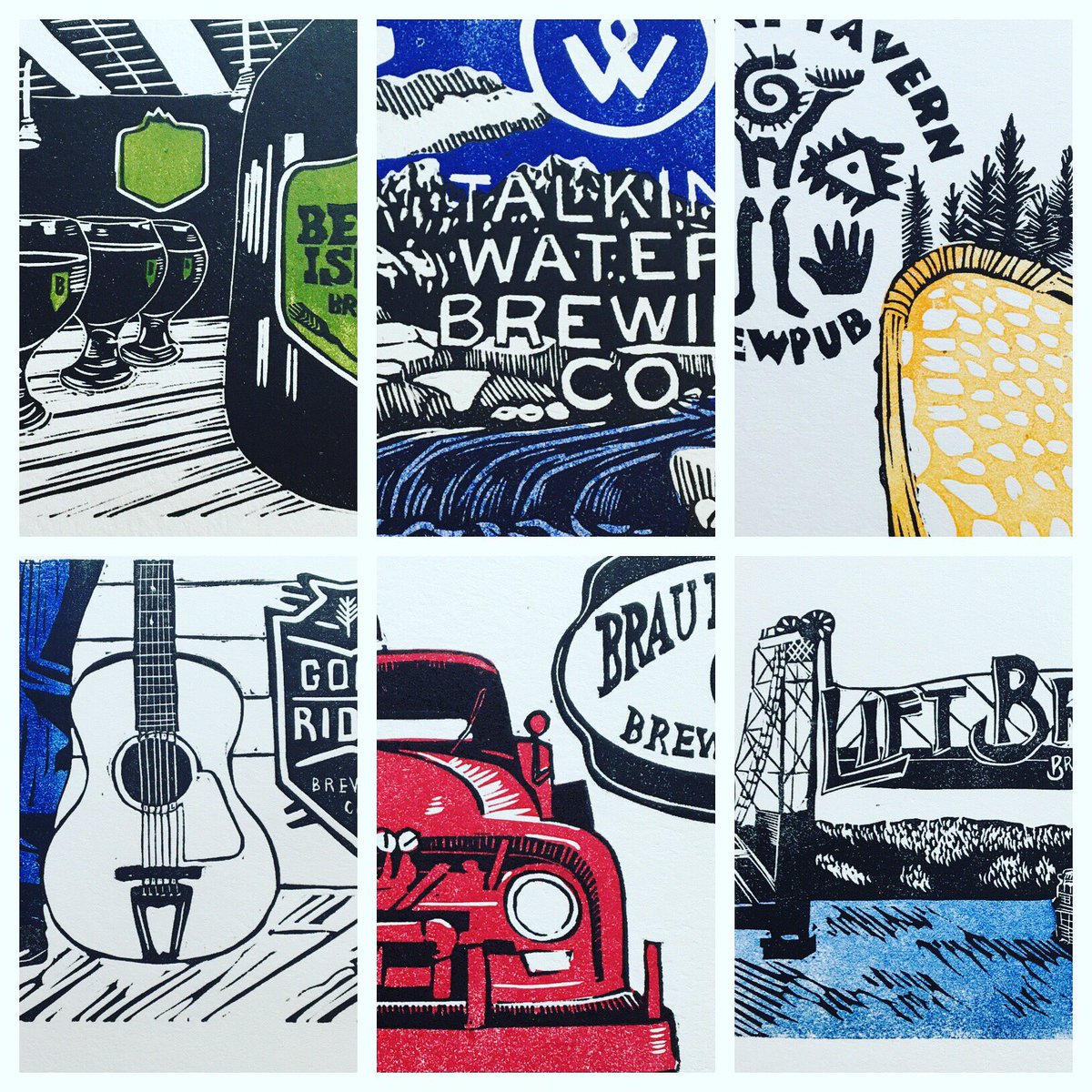 Bruno_Press's tweet photo. Last of the #linoblocks are done for the #badassMNbreweries2017 calendar! #limitededition #letterpress https://t.co/dECX9vkOAl