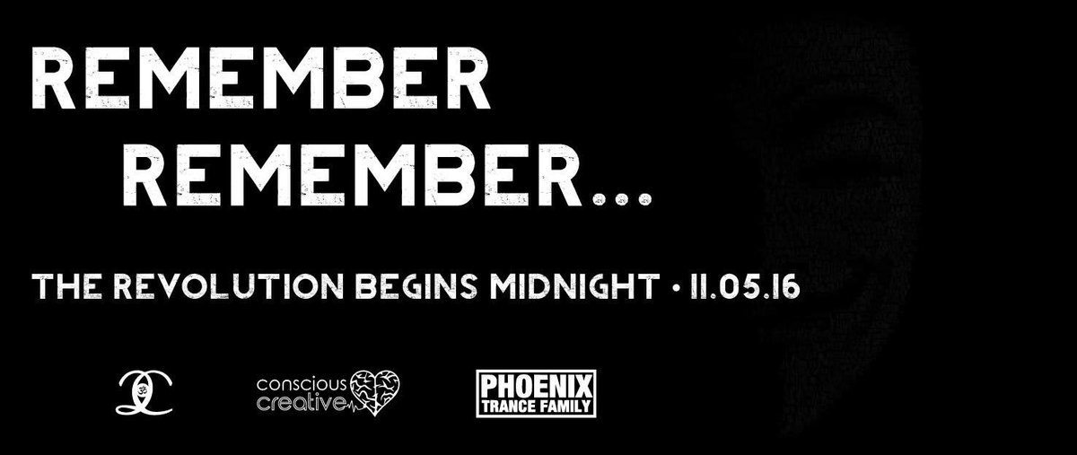 AZMEDREV's tweet photo. Remember Remember The 5th of November
TBA 11.4.16 • 9pm
#ConsciousCreative #The2Courtiers #PhoenixTranceFamily https://t.co/2JFL86o2Np