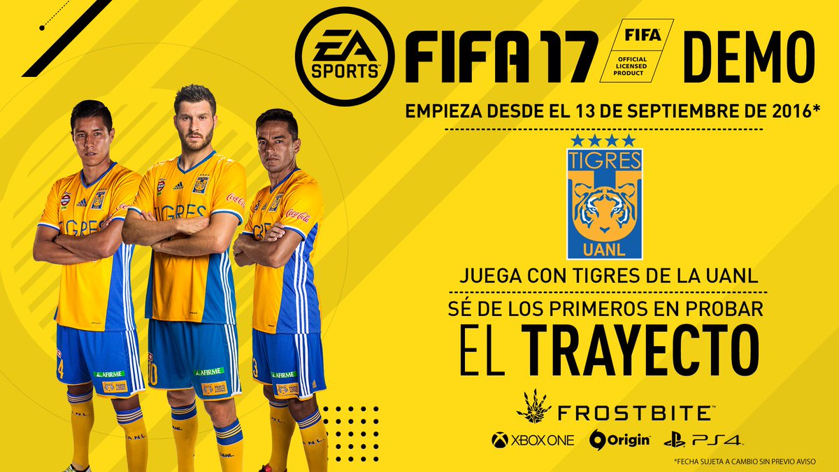 TigresOficial's tweet photo. Ahora tú puedes dirigir a Tigres, el único equipo latinoamericano que aparecerá en el demo de FIFA 17  #SomosFIFA17 https://t.co/uP7ezUh1pO