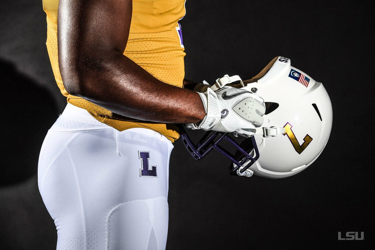 ESPNCFB's tweet photo. LSU unveiled these 🔥 throwback Gridiron Gold unis for their game vs Mississippi St this weekend. (via @LSUfootball) https://t.co/w5D59Jf8FL