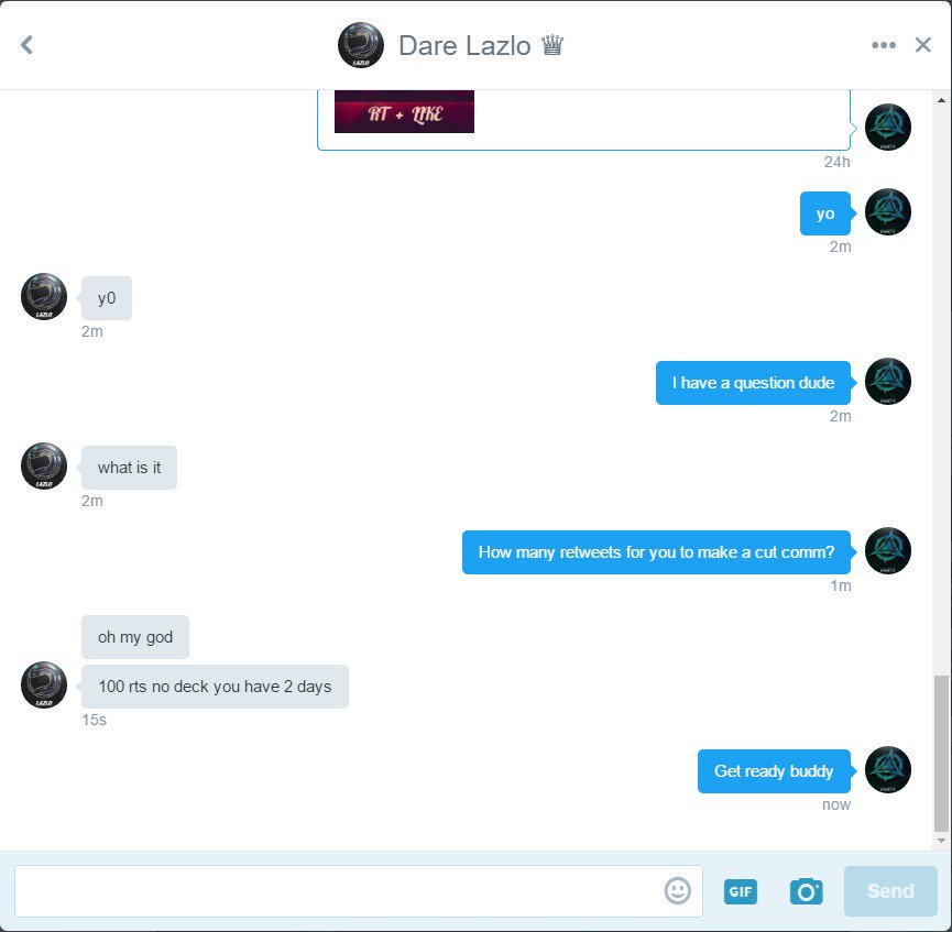 xparttyy's tweet image. You heard him boys. 100 RT's and @DareLazlo makes a cut comm. RT RT RT