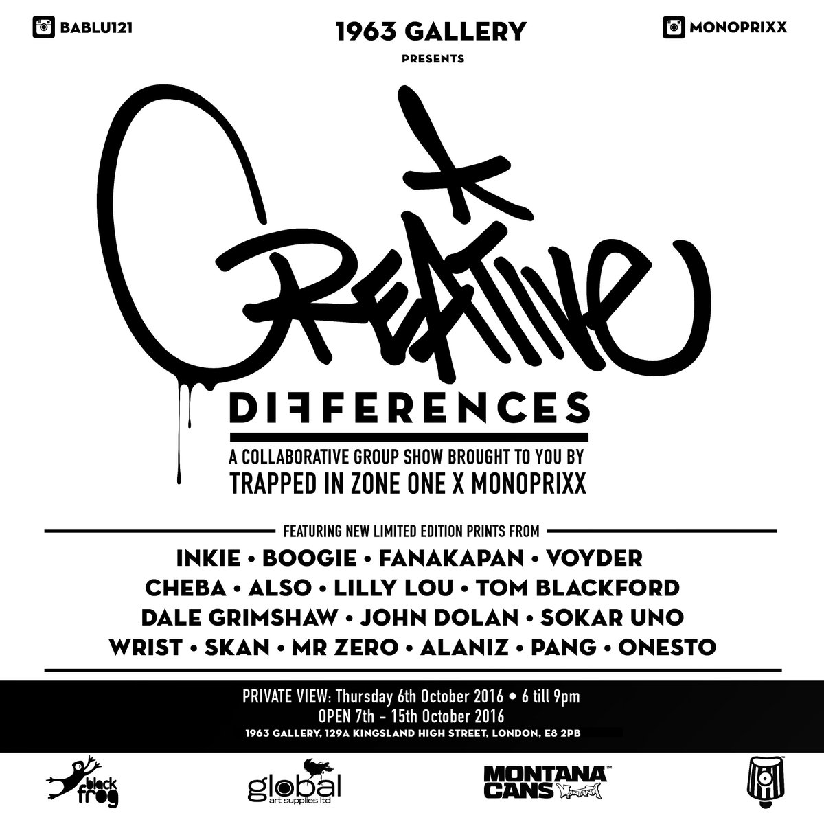 sugar4mysoul's tweet image. #CreativeDifferences new exhibition at @1963_gallery opens with PV on @FirstThurs 6th Oct. bit.ly/2bzXv1K