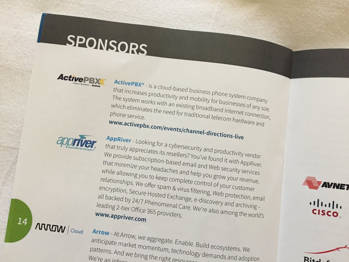 ActivePBX's tweet photo. Proud sponsors of #CDLive2016 #ChannelDirectionsLive #MSP #VAR #ActivePBX #ChannelPartner #Cloud #PBX #VoIP #IoIT https://t.co/RoTpsmtnkK