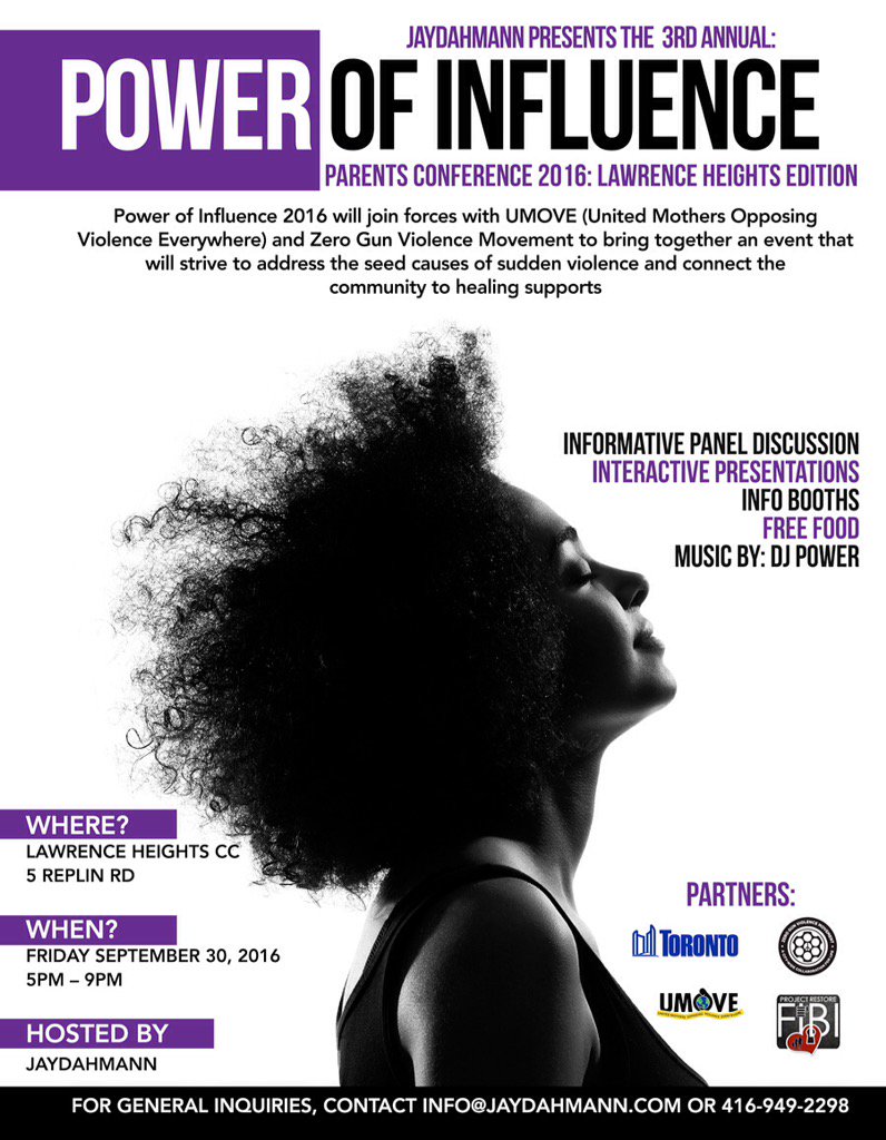 JAYDAHMANN's tweet photo. Fri Sep 30| Lawrence Heights CC | 5 Replin Rd | 5pm-9pm

#POI16 will play host to "Parent Conference 2016" #Love https://t.co/CGC4OhRuxx