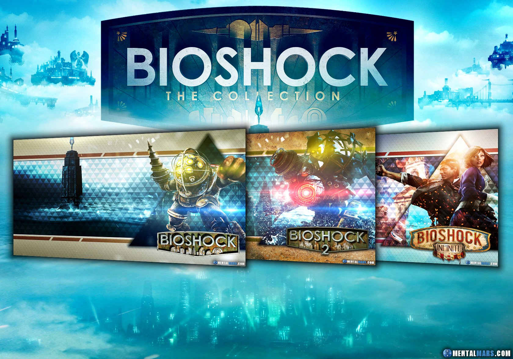 Bioshock Wallpaper Collection Monochrome Bioshock Cities Art Wallpaper