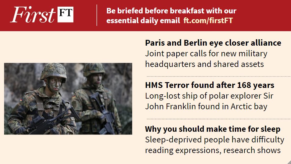 Redpolitics's tweet image. HMS Terror found, why you should make time for sleep and more. Sign up for #FirstFT here: on.ft.com/2chB5YU