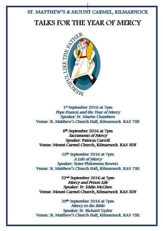 #YearOfMercy Talks 

The theme for week 3 is 'A Life of Mercy' by Sr. Bowers.

This Thurs @ 7

Everyone welcome ^CC