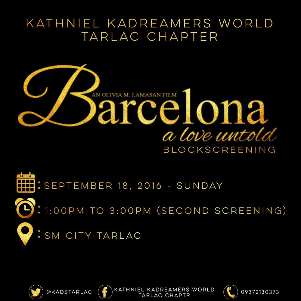 KaDsTarlac's tweet photo. Tarlaqueños! Here's the final details regarding our blockscreening 💙

#BarcelonaALoveUntold https://t.co/nYpMYAiwKF