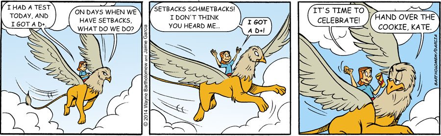 ktgcomics's tweet photo. Schmetbacks. #KatetheGreat #Comics, #Cartoons, #Gryphon, #Griffin, #Tidas, #Flying, #School, #BadGrade, #D+ https://t.co/sye8djGwXP