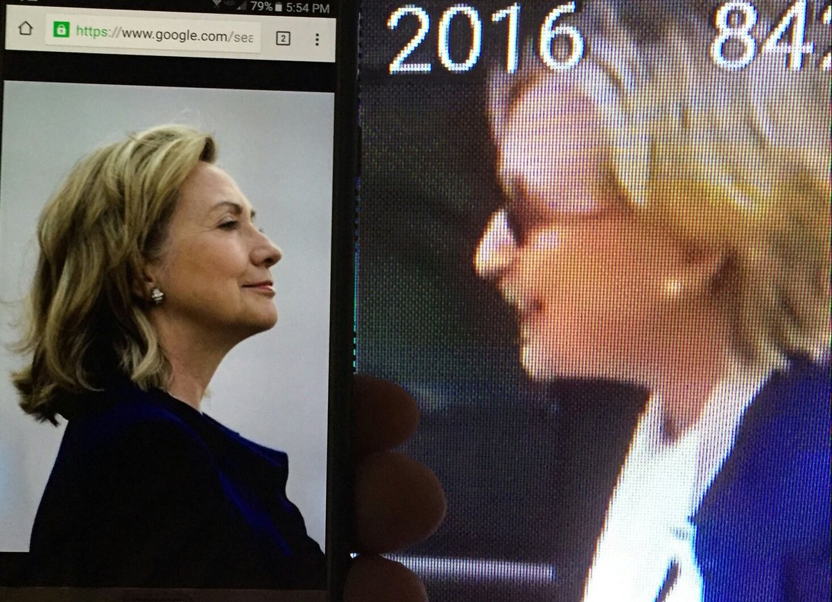 wmcgrew4's tweet photo. @DailyRoe same woman? Different nose, chin and hairline, less wrinkles and different mouth, thinner... https://t.co/oti5moX4zD