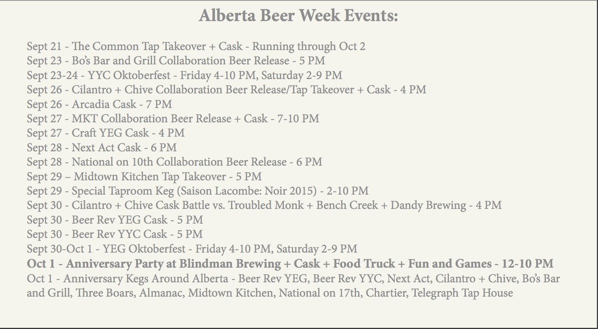 blindmanbrewery's tweet photo. #abbeerweek will be OFF THE HOOK!
17 events with 12 casks in 11 days.
(also fyi, 1st year anniversary party Oct.1st) https://t.co/OZqqggU1Mc