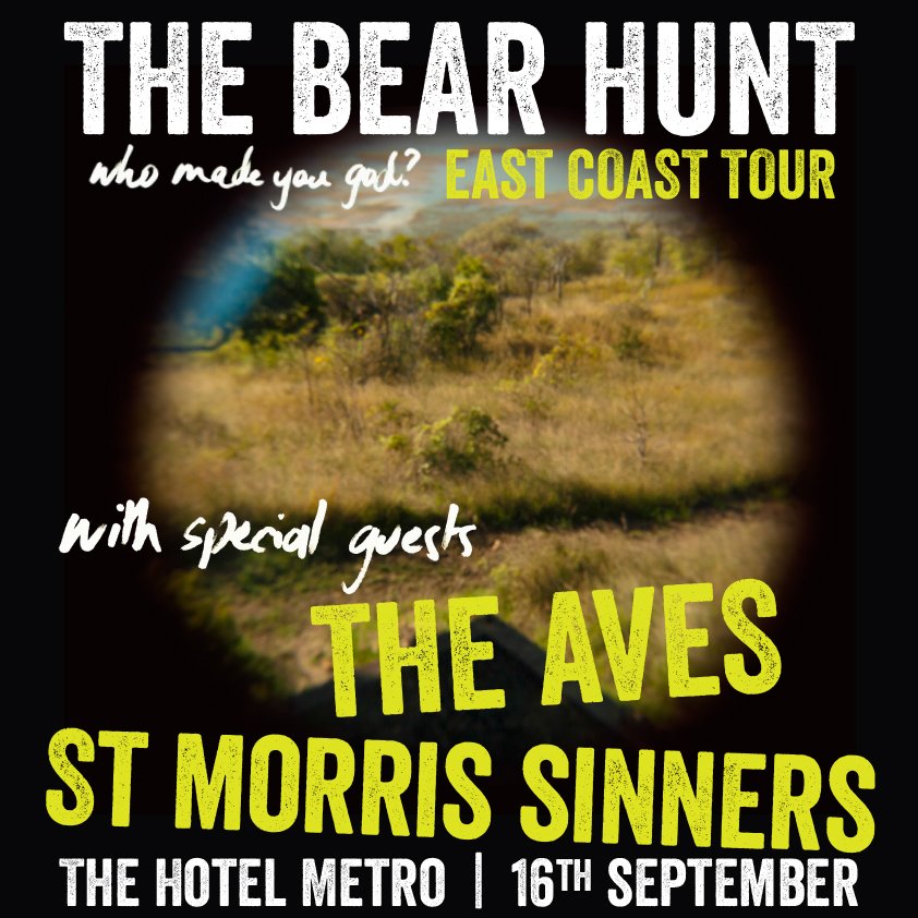 The_Bear_Hunt's tweet photo. This FRIDAY night in Adelaide! Catch us at Hotel Metro. Gonna be a cracker of a night! ;) https://t.co/sdhyxLFDVT