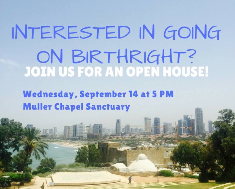 ICHillel's tweet photo. Are you interested in Birthright? Come to our Open House and look for us in Campus Center all week! https://t.co/8TJ1DDuGbF