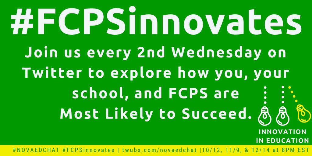 FCPS_PD's tweet photo. We are so ready to chat! Mark your calendars✔️and follow👣the hashtags #FCPSinnovates #NoVaEdChat Join us Oct.12! https://t.co/ZC1ZS5jguO