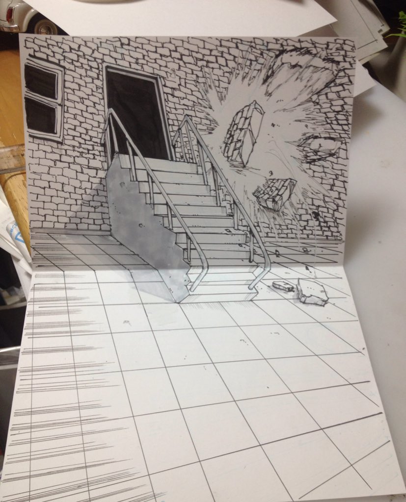 棘茸bot 少し浮上 בטוויטר ちなみにこれも昨日の続きのトリックアートです 正面からみたらこんな感じ 斜めからみて 初めてパースがあう作りです ちなみに五ェ門はただのハリボテでした 笑