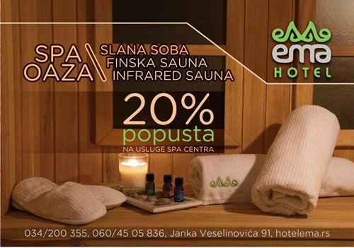 EmaHotel's tweet photo. 20% popusta na usluge Spa centra u hotelu Ema.
Zakažite Vaš termin na vreme!
#spa #healthy #relax #hotelema https://t.co/5Ndtghg6ZN