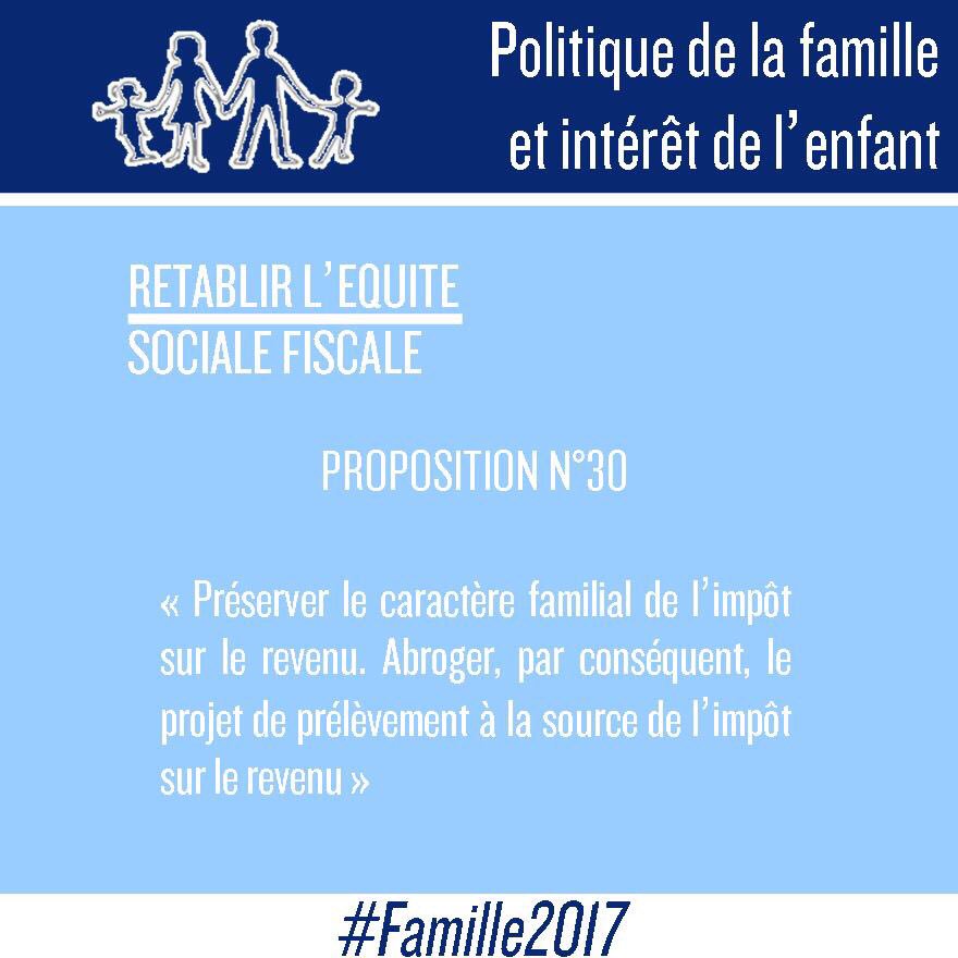 SyndicatFamille's tweet photo. Proposition 30 : Préserver le caractère familial de l'impôt. Stop au prélèvement à la source !

#LT #Famille2017 https://t.co/p6nBSYSXBi