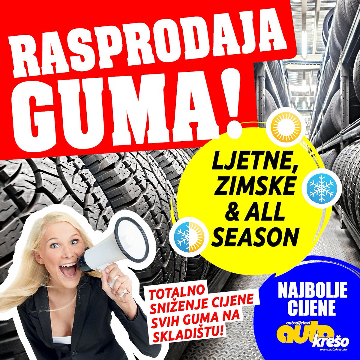 AutoKreso's tweet photo. Totalna #rasprodaja svih #guma sa skladišta! Više na https://t.co/9Jg6MCHvm9 #AutoKreso https://t.co/pouBWAx4Vz
